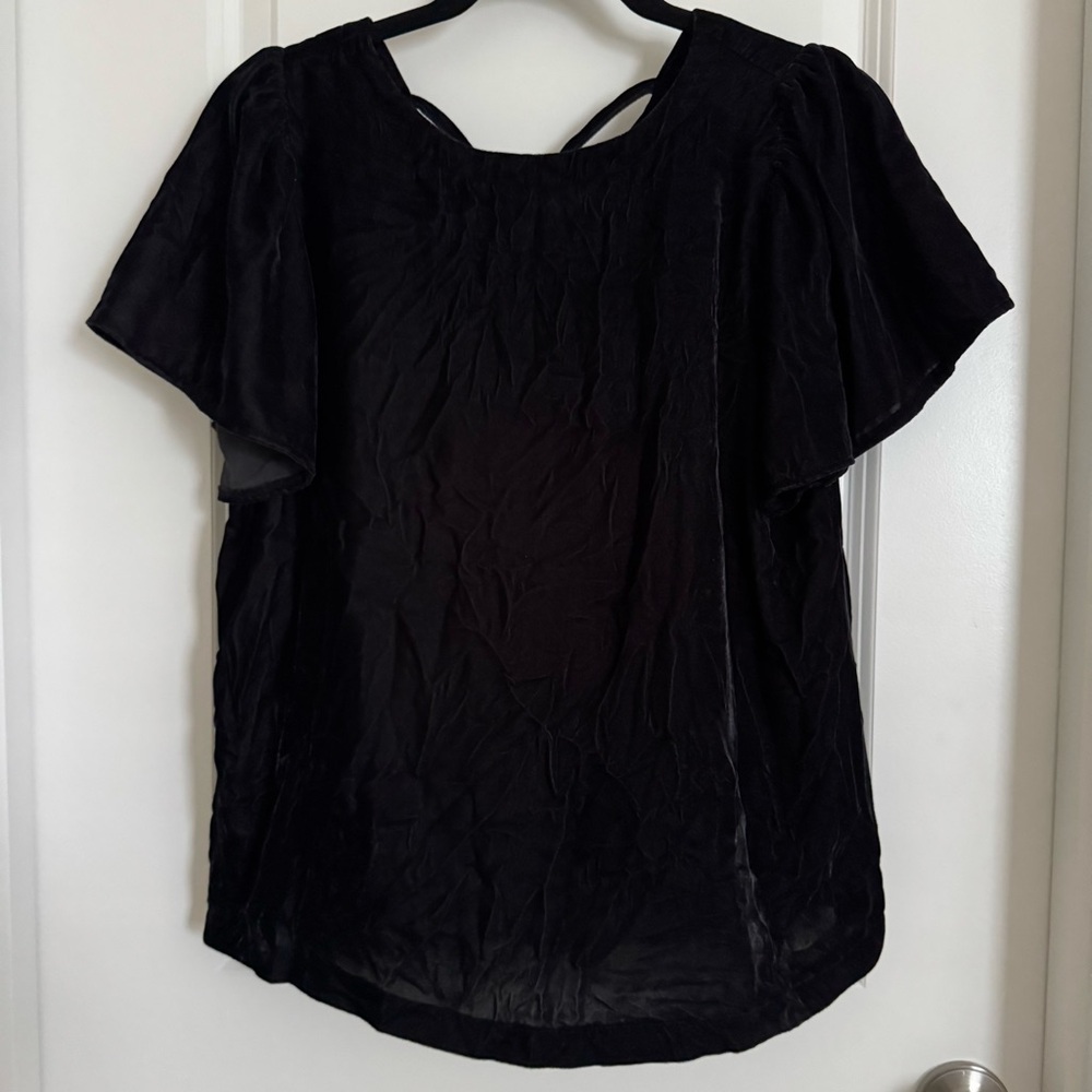 NWT LOFT Black Women's Velvet Blouse, XS